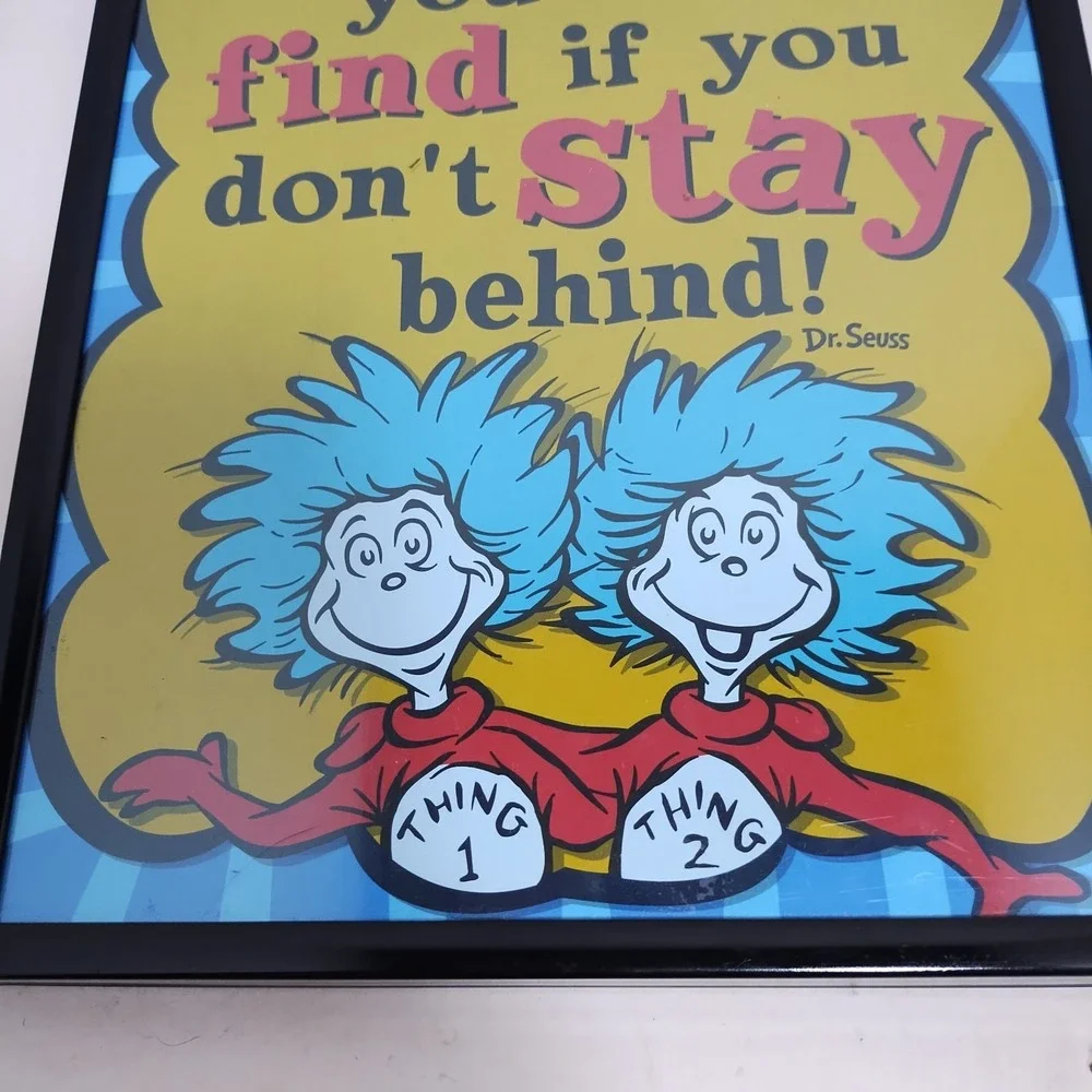 2 Dr. Seuss Framed Quote Wall Art Print‎ Hanging Decor 12.5x8.5 Set Lot Of 2